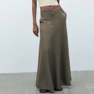 Zara Maxi Skirt Olive Green Size Small